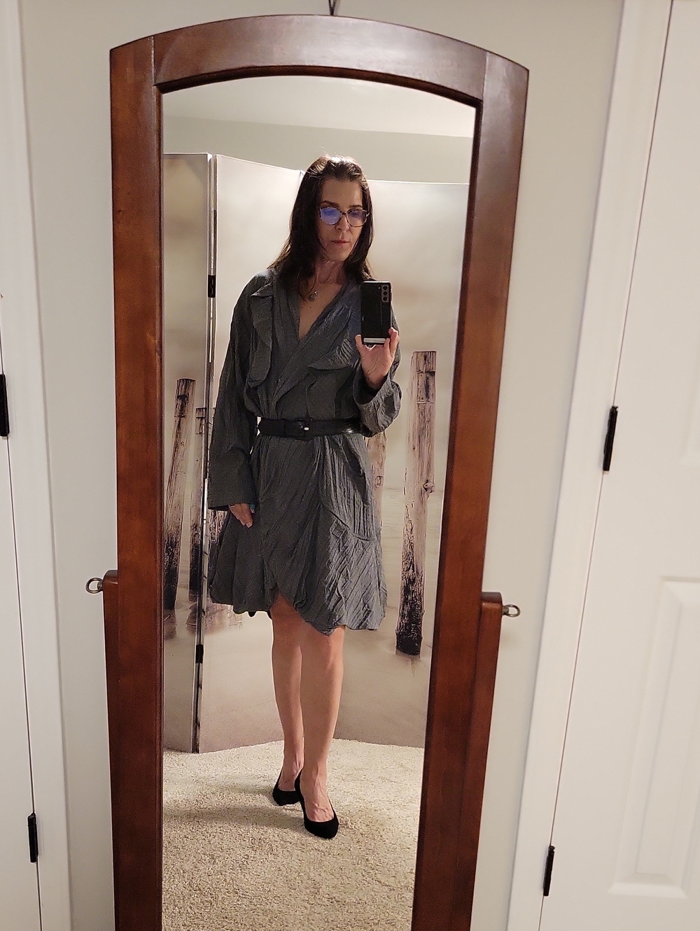 Transparente Gray Textured Ruffle Cardigan